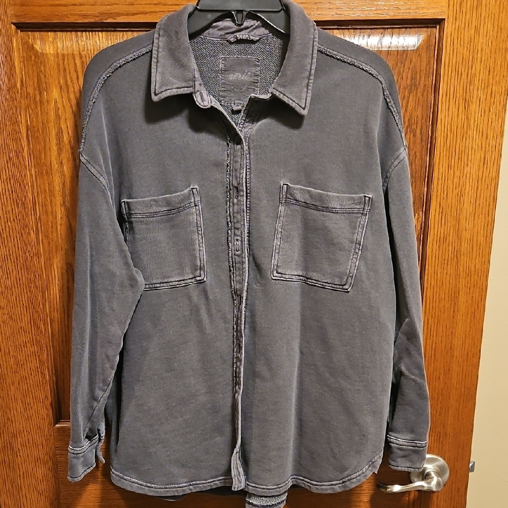 Aerie Womens Charcoal Shirt Jacket
